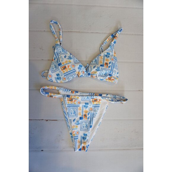 Boho Triangle Swimsuits Thong Cheeky Floral Bikini Set - Size M, NWOT - Picture 3 of 5